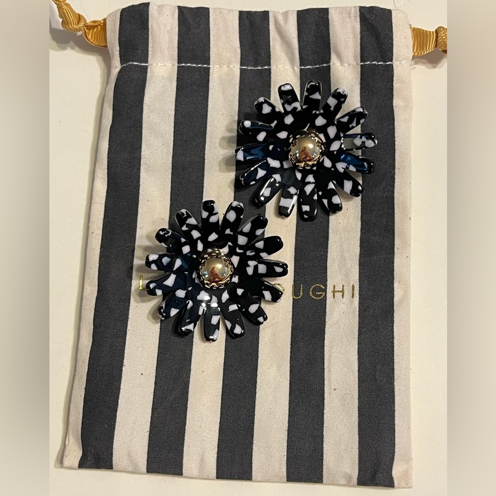 Lele Sadoughi black and white floral earrings